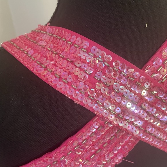 VTG ZUM ZUM by NIKI VILAS 1/2 Pink Satin Fairy Y2K Beads Sequins Gown Prom HOCO - Picture 11 of 11